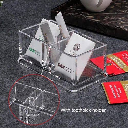 Miniatura 4 de Claro acrílico dos celosías té bolsas titular café azúcar bolsa caso huésped habitación cajas de almacenamiento YTBH-001