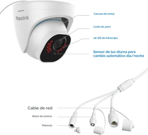 Miniatura 6 de REOLINK Sistema de Cámara de Seguridad con Cable 4K para Exteriores, Cámara de Vigilancia IP PoE Tipo Domo con Detección de Humanos/Vehículos, Blanco