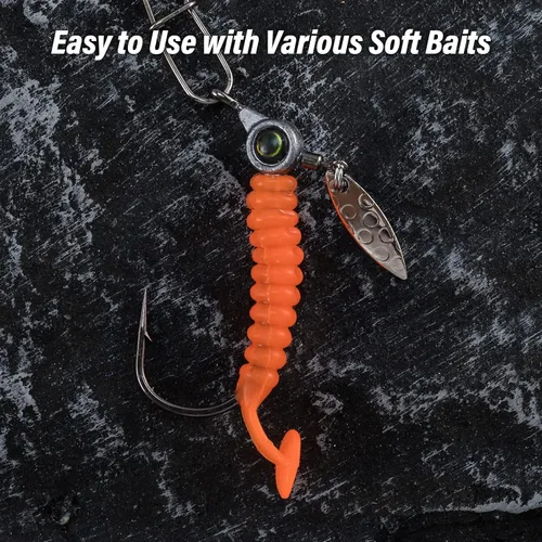Miniatura 8 de Dr.Fish Paquete de 10 jigs Underspin Jigs Heads 3D Eye Freshwater Swimbait Jig Freshwater Bass Walleye Fishing Mustad Hooks Sauce Blade 1/8oz, Sin