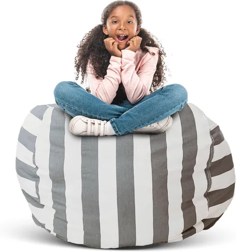 Miniatura 8 de Creative QT Stuff 'n Sit - Funda de almacenamiento de puf grande de 33 pulgadas para animales de peluche y juguetes, silla puf gigante para niños