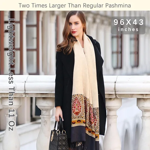 Miniatura 260 de DANA XU Manta de pashmina extragrande 100% de lana merina, bufanda de viaje, bufanda de cachemira para mujer, otoño e invierno, chal de gran
