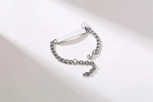 Miniatura 25 de Pulsera de barra para bebé: chapado en oro de 18 quilates, pulsera con placa de identificación personalizada para niños pequeños de mamá, nombre