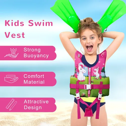 Miniatura 2 de REALIKE Chaleco de Natación para Niños Flotadores para Niños Pequeños Correa de Seguridad Ajustable Ayudas de Natación para Niños Pequeños Niños