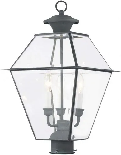 Miniatura 14 de Livex Lighting 2384-91 - Farol transitorio de tres luces post-top de Westover Collection en Pwt, Nckl, B/S, Slvr. acabado, 12.00 pulgadas