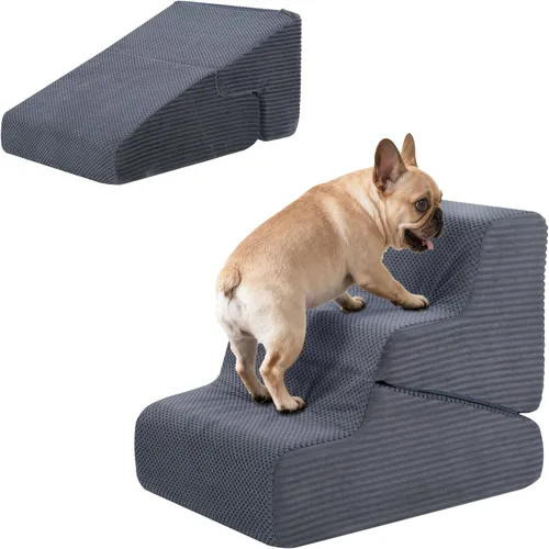 Miniatura 18 de Rampa para perros para cama, escaleras para perros de 16.5 pulgadas de alto para cama alta, escalones para mascotas 2 en 1 para perros pequeños