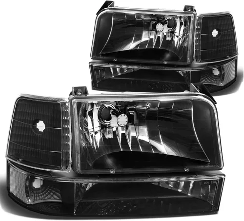 Miniatura 6 de DNA Motoring HL-OH-F15092-6P-BK-AM - Faros delanteros de repuesto para Bronco 92-96 F150 F250 F350, color negro, faros ámbar