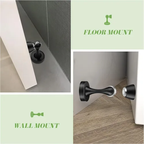 Miniatura 4 de Topes magnéticos para puerta, topes de puerta negros para la parte inferior de la puerta, montaje en pared, protector de pared magnético resistente