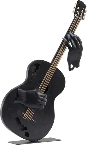SunBlogs Art - Decoración de guitarra de metal de 23 pulgadas de alto, escultura musical hecha a mano (negro) | Hand-painted Metal Statue, Western