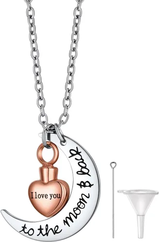 Miniatura 21 de Richsteel Collares de urna para cenizas para mujeres y hombres, collar con colgante de cremación para cenizas, joyería conmemorativa de acero