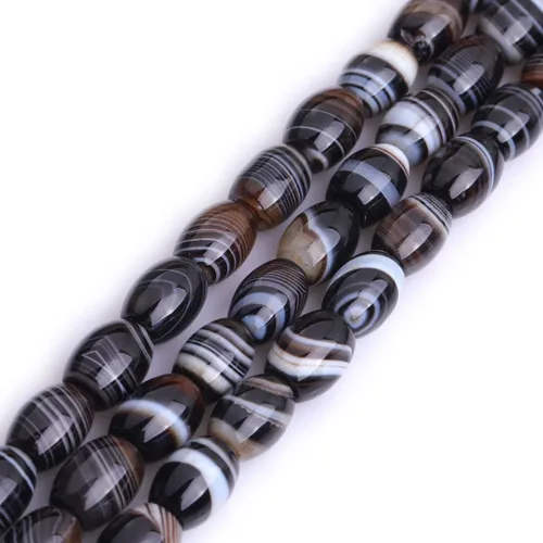 Miniatura 13 de GEM-Inside Stripe Botswana ágata cuentas sueltas naturales de 0.394 x 0.551 in Bronw Olivary Crystal Energy Stone Power para hacer joyas de 15
