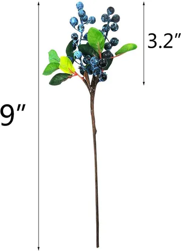 Miniatura 6 de Mistari Flores artificiales California de arándanos sintéticos, tallos de arándanos artificiales para decorar púas de arándanos, frutas, flores