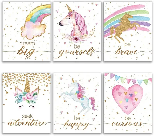 Decoración inspiradora de unicornio para habitación de niñas, dormitorio, aula, decoración de pared de unicornio para niñas y niños, decoraciones de
