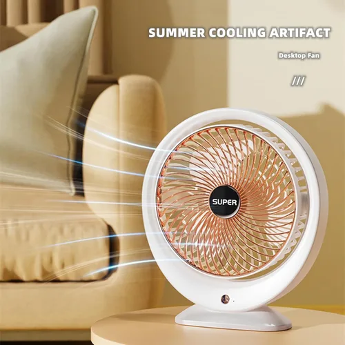 Miniatura 2 de Chchmu Ventilador de escritorio USB de 8 pulgadas, ventiladores de mesa de escritorio de 3 velocidades, ventilador silencioso personal con fuerte
