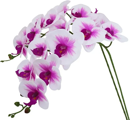 Miniatura 9 de Htmeing Flores artificiales de Phalaenopsis de 38 pulgadas, ramas de tacto real (no seda), flores de orquídeas para decoración de hogar, oficina