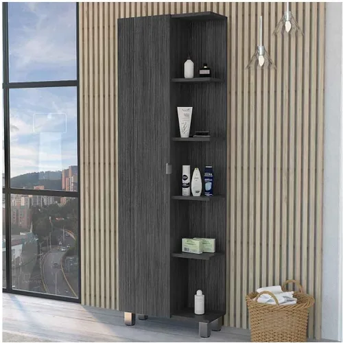 Miniatura 7 de FM FURNITURE Los Angeles - Armario de lino con 5 estantes abiertos y 4 estantes interiores, roble claro