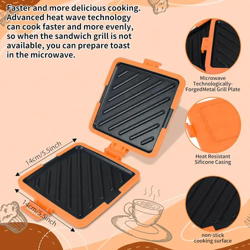 Miniatura 2 de Toastie - Máquina de sándwiches para microondas, antiadherente resistente al calor, bandeja de silicona conectada para microondas, apta