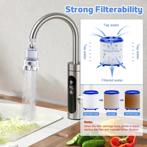 Miniatura 3 de Paquete de 3 grifos de filtro de agua para fregadero, filtro giratorio de 360° para fregadero de baño y cocina, 3 modos de filtro de grifo de baño