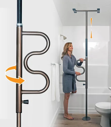Miniatura 11 de Stander Wonder Pole Plus with Rotating Double Grab Bar, Tension Mounted Security Pole for Seniors & Elderly Adults, No-Drill Floor to Ceiling