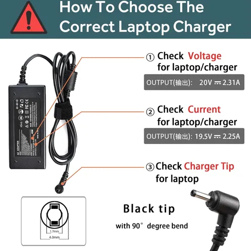 Miniatura 3 de 20V 2.25A 45W Adaptador de CA Cargador Portátil para Lenovo Ideapad Compatible con 100 110 110s 120s 310 320 320s 510 510s 710s 720s, compatible