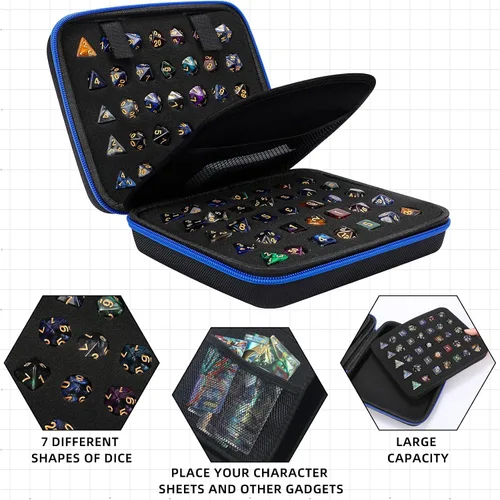 Miniatura 6 de Aoriher 1 Pcs Dice Case with Removable Slotted Tray for Storage Game Storage Case Dice Holder Holds up to 70/10 Sets (Blue)