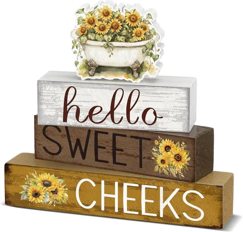 Miniatura 16 de Cinnvoice 4 piezas de decoración de baño de gato negro, decoración de baño de granja Hello Sweet Cheeks, centro de mesa, regalo para Navidad, San