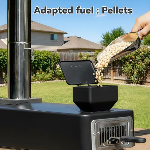 Miniatura 3 de Horno de pizza portátil, estufa de pizza al aire libre, horno de pizza de pellets de leña con piedra para pizza al aire libre en el patio trasero