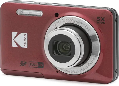 Kodak PIXPRO FZ55-RD - Cámara digital de 16 MP con zoom óptico 5X, gran angular de 28 mm, video Full HD 1080P, pantalla LCD de 2,7 pulgadas para Rojo