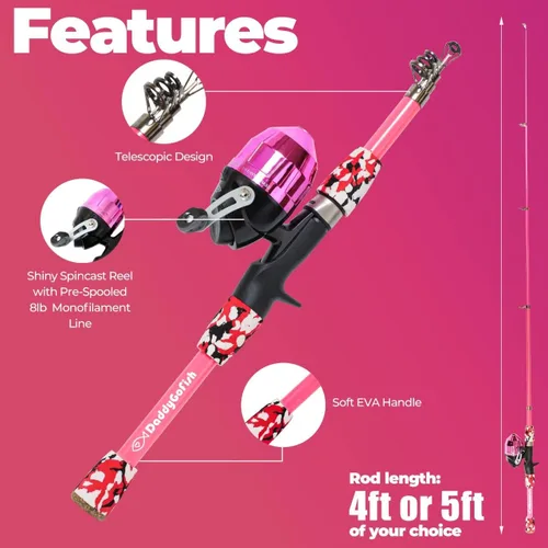 Miniatura 3 de DaddyGoFish Kids Fishing Pole - Rod Reel Combo Tackle Box Starter Set - First Year Small Dock Gear Kit for Boys Girls Toddler Youth Age Beginner