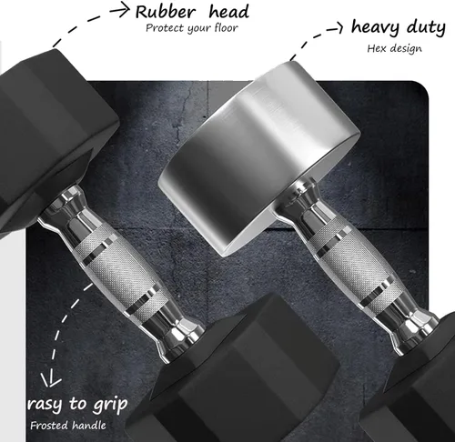 Miniatura 5 de 350/450/550 lbs Hex Weight Dumbbells Sets with Rack Rubber Encased Dumbbell Free Weights Set for Home Gym Weight Rack with Dumbbells Set