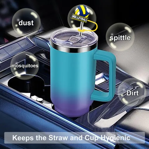 Miniatura 2 de 10 tapas de popote para vaso Stanley Cup de 30 y 40 onzas, de 0.394 in, reutilizables, de silicona, para popotes, accesorios para copas Stanley