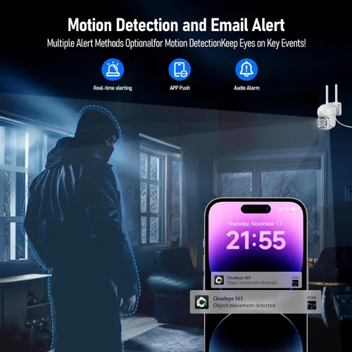 Miniatura 6 de Camcamp Sistema de cámara de seguridad inalámbrica con monitor, zoom de 10x 5MP cámara de seguridad de doble lente para exteriores con visión