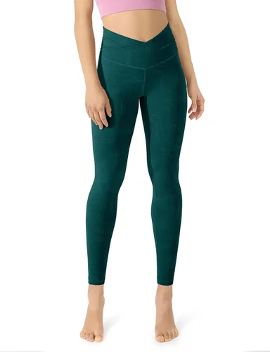 ODODOS - Leggings de cintura cruzada para mujer diseño con bolsillo interno para yoga deportes gimnasia o entrenamiento pantalones deportivos con