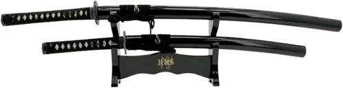 Miniatura 4 de Pie de mesa de madera negra laqueada Handmade Sword, para espadas katana o wakizashi, de lujo, cuadro titular de la visualización