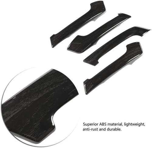 Miniatura 5 de 4pcs negro grano de madera interior manija puerta cubierta ajuste para Prado 2010-2018