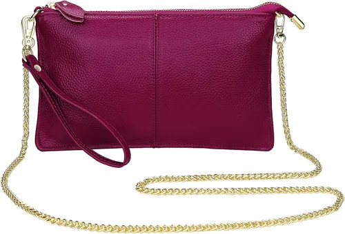 Miniatura 2 de Uromee Cartera de mano para mujer, de piel auténtica, con cadena de hombro desmontable