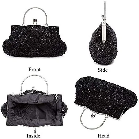 Miniatura 3 de Simcat Bolso de mano grande con cuentas de lentejuelas y flores