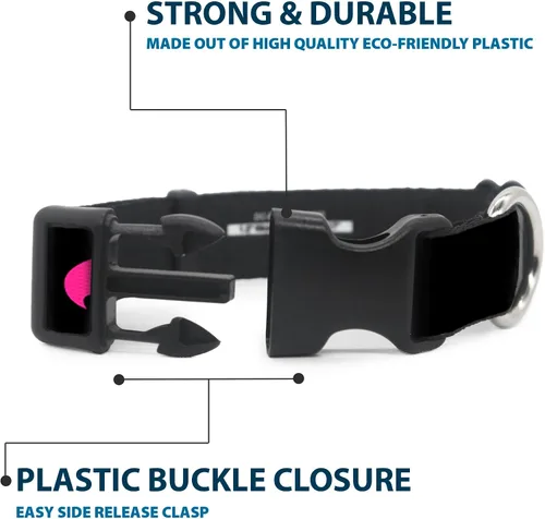 Miniatura 4 de DC Comics Collar para mascotas, collar de perro, hebilla de plástico, señal de Batman fucsia negro, 11 a 16.5 pulgadas, 1.0 pulgadas de ancho