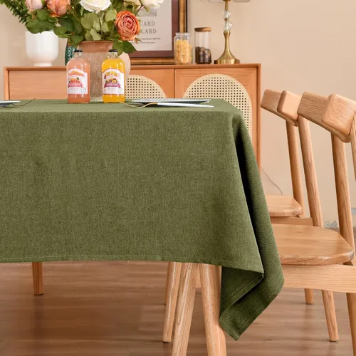 Miniatura 19 de Mantel rectangular de 55 x 95 pulgadas, impermeable, resistente a las manchas y a las arrugas, lavable, mantel de lino sintético resistente, mantel