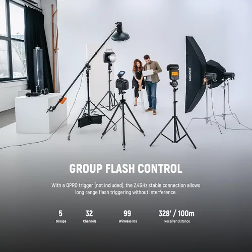 Miniatura 6 de NEEWER Receptor flash inalámbrico QR 2.4G para NEEWER QPRO-C, QPRO-N, QPRO-S, contacto único con puerto de sincronización de 0.098 in, zapatos