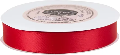 Miniatura 3 de VATIN Cinta de Satén Rojo Intenso de Doble Cara 5/8" Continua 25 Yardas, Cinta de Tela de Poliéster Roja para Lazos, Ramos, Envoltura de Regalos