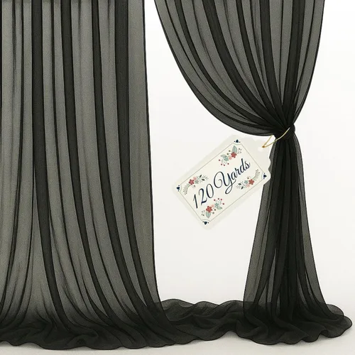 Miniatura 9 de Paneles de tela de gasa transparente Tela de gasa negra de 3 yardas de 120 pulgadas de ancho Uso para cortina de telón de fondo, bodas y eventos