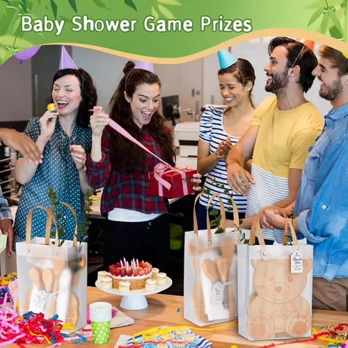 Miniatura 7 de Premios de baby shower para ganadores de juegos, tabla de queso en forma de oso, regalo con cucharas, esparcidores de mantequilla, bolsas de regalo