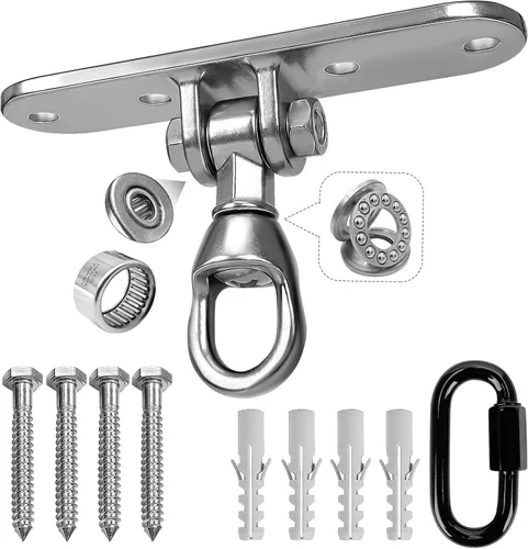 Miniatura 13 de Colgador de columpio de alta resistencia, funcionamiento suave, rodamientos giratorios de 180° y 360°, capacidad de 1500 libras para sillas