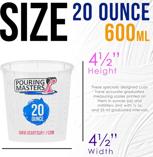Miniatura 3 de Pouring Masters Vasos mezcladores de plástico graduados de 20 onzas (20.3 fl oz) (caja de 12) – Vasos de mezcla de pintura para resina epoxi, arte