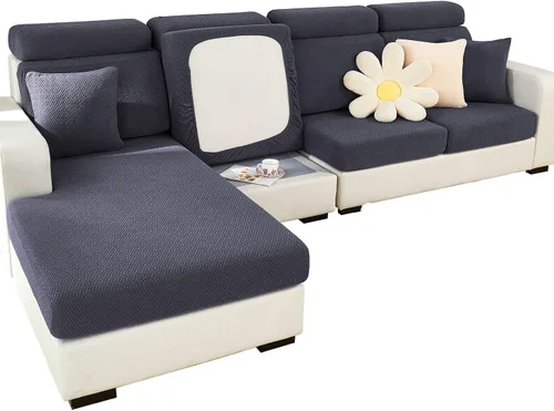 Miniatura 14 de MIFXIN Funda mágica para sofá, funda elástica universal para cojín seccional en forma de L, protector de muebles para diván