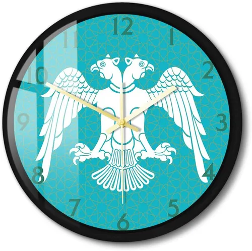 Miniatura 10 de The Geeky Days Reloj de pared de cuarzo silencioso de 12 pulgadas, selyúcida con diseño de águila de doble cabeza, diseño de impresión acrílica