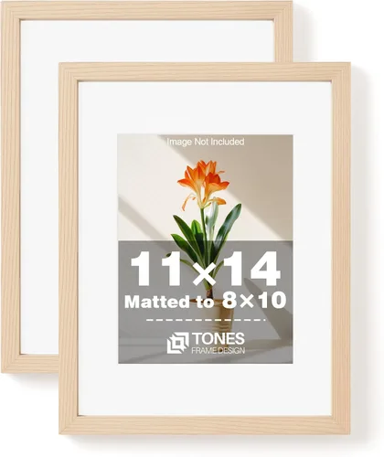 Miniatura 42 de TONES FRAME DESIGN Juego de 2 portarretratos de 5 x 7 pulgadas con acabado de chapa de madera maciza de roble de 5 x 7 pulgadas con paspartú de 4 x