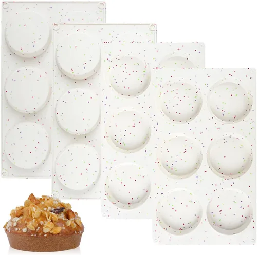 Miniatura 9 de CAKETIME Moldes para magdalenas de 4 pulgadas, moldes de huevo de silicona jumbo antiadherentes para sándwiches de desayuno, molde redondo