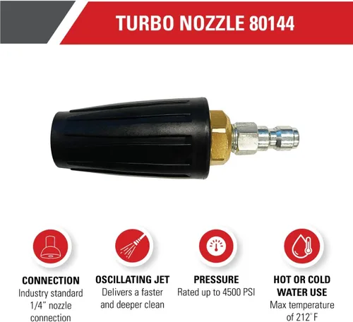 Miniatura 2 de Simpson Cleaning 80144 4500 PSI Boquilla universal Turbo para lavadora a presión, conexión rápida de 1/4 pulgadas, uso de agua caliente o fría