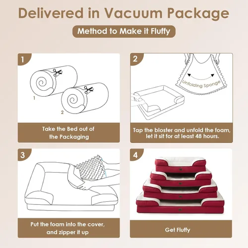 Miniatura 158 de EHEYCIGA – Cama ortopédica impermeable para perros pequeños, de espuma viscoelástica tipo caja de huevos, con bordes elevados y base antideslizante